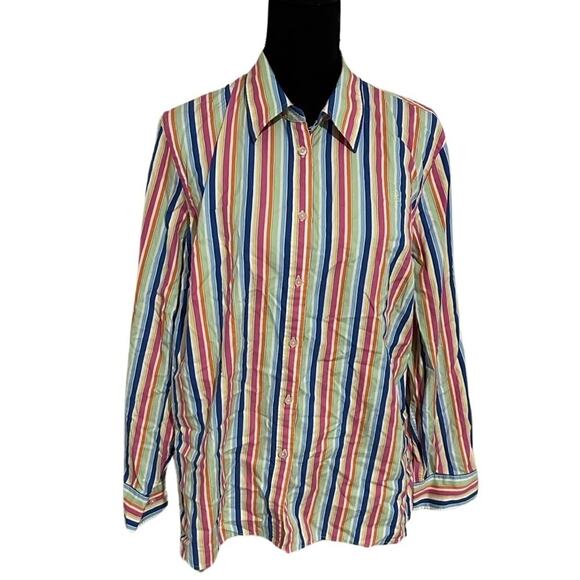 Lauren Ralph Lauren Striped Multi-Color Button-Up Shirt – Women’s - Picture 1 of 6